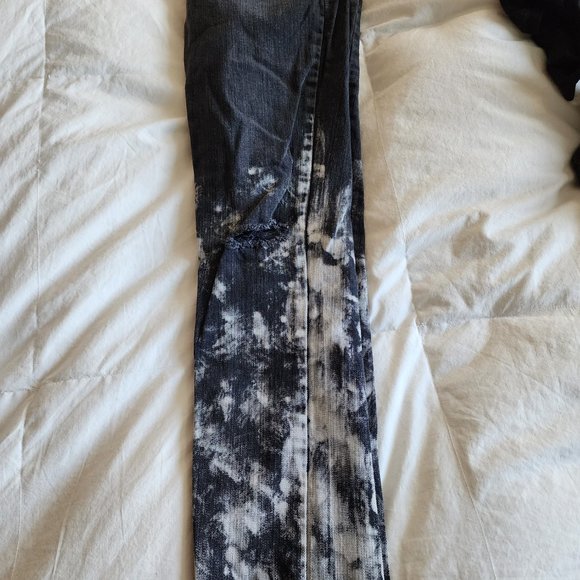 Super skinny acid leg wash jeans distressed (Rip on kneecap) 32/34 - Picture 2 of 3